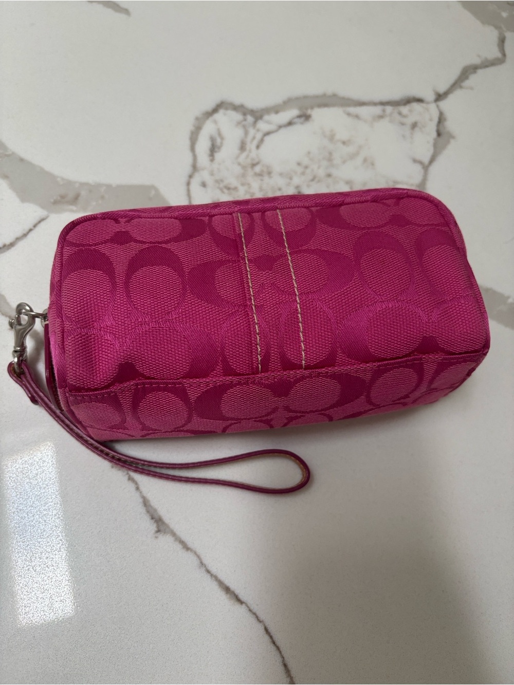 Coach Pink Signature Wristlet Pouch